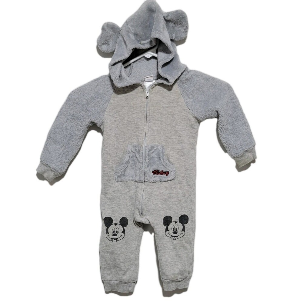 Disney Baby Mickey Mouse Romper 18 Months Baby Fuzzy Ears Hoodie One Piece